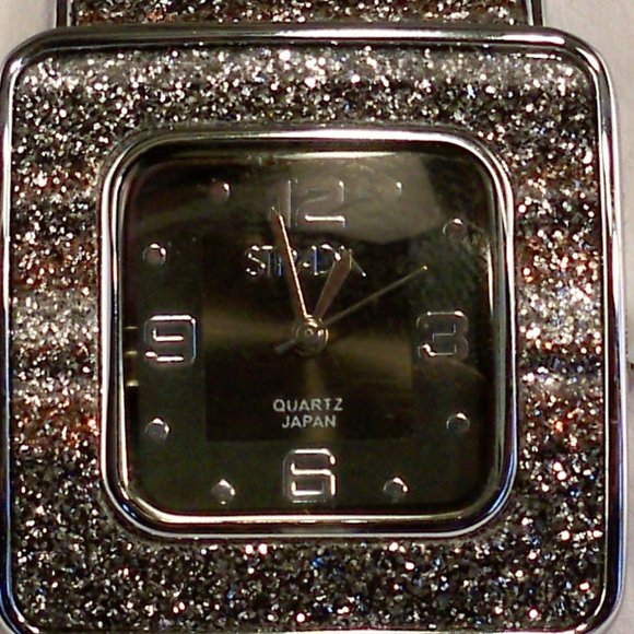 NEW Strada Black Brown Crystal Cuff Watch - Picture 3 of 5